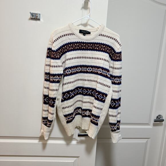 Rag & Bone Cream & Multicolour Knit Wool Sweater - Picture 4 of 8